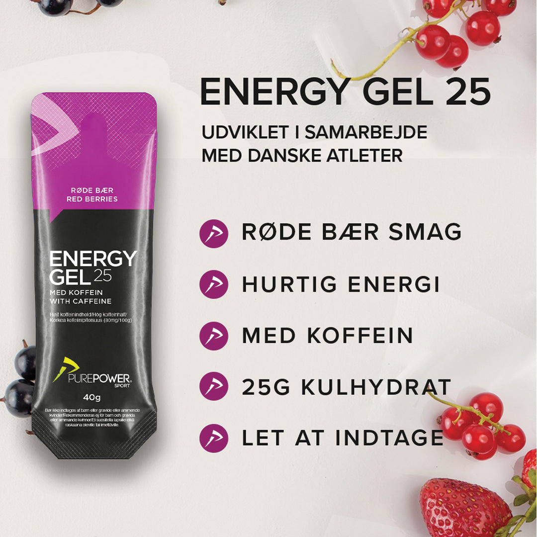 Energy Gel 25 Koffein Røde Bær 40 g
