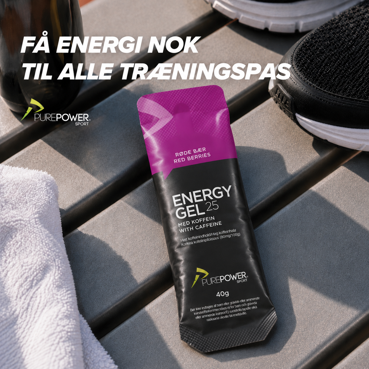 Energy Gel 25 Koffein Røde Bær 40 g