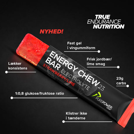 Energy Chew Bar Elektrolyt Jordbær/Lime 12 x 30 g