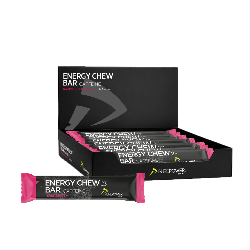 Energy Chew Bar Koffein Hindbær 12 x 30 g