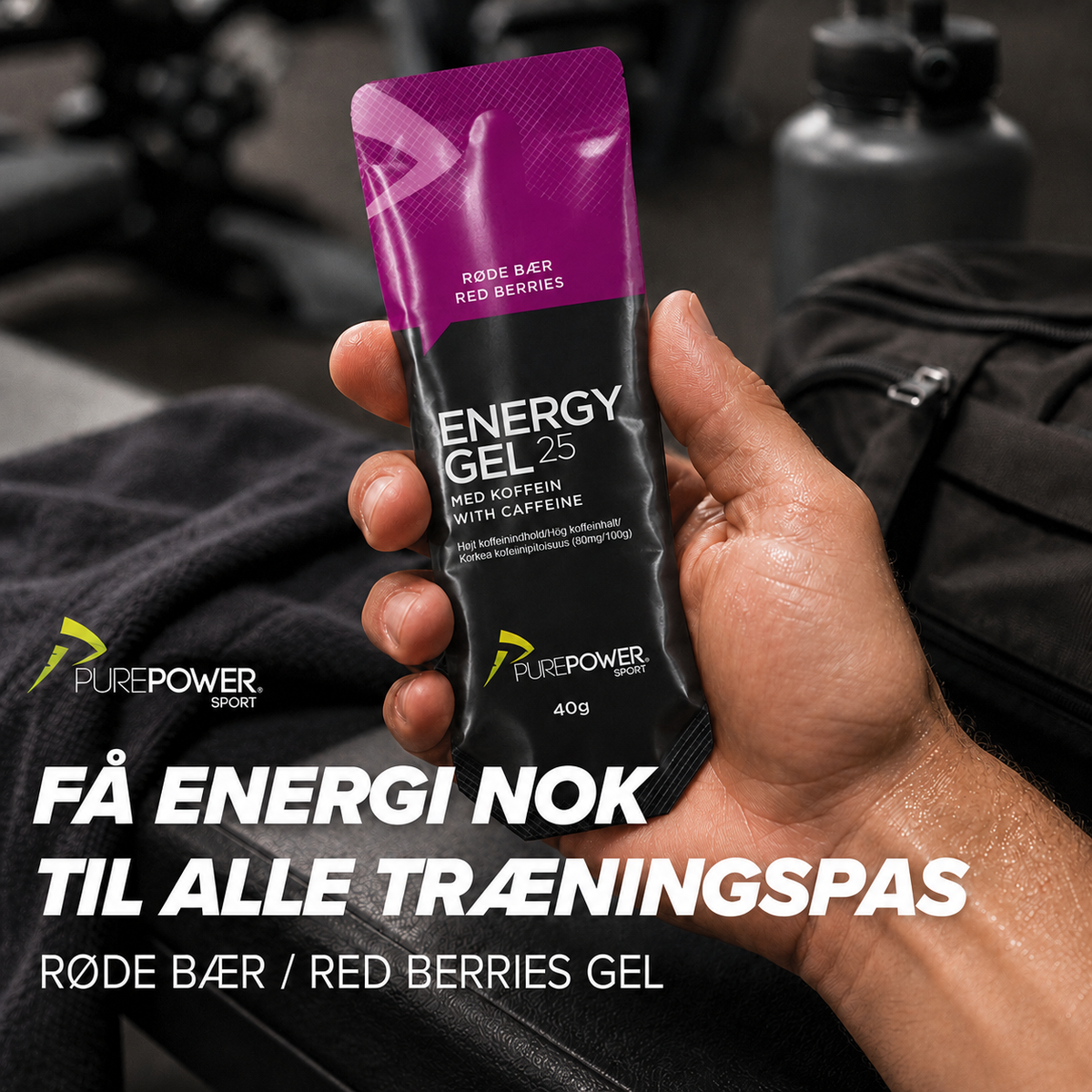 Energy Gel 25 Koffein Røde Bær 40 g