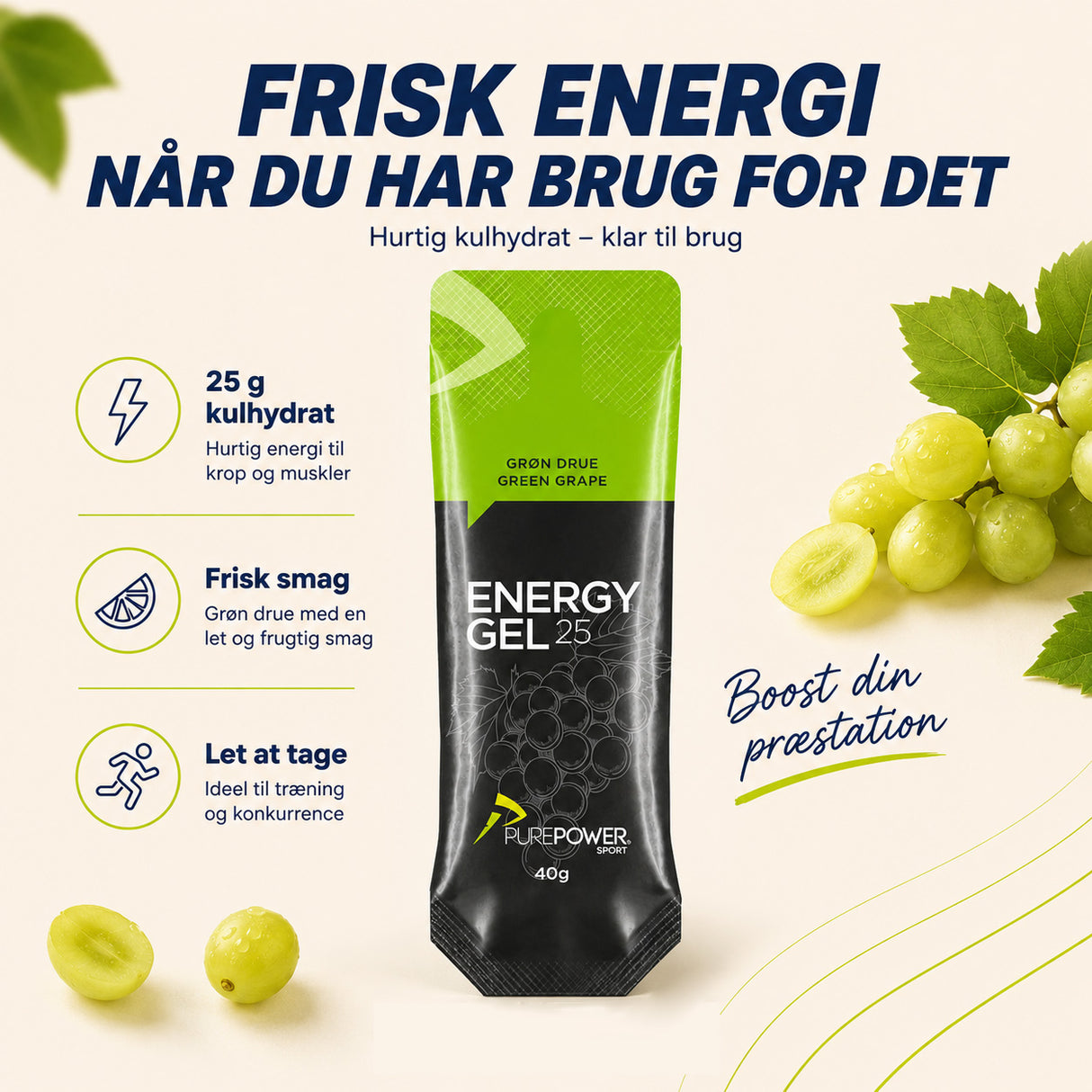 Energy Gel Grøn Drue 12 x 40g