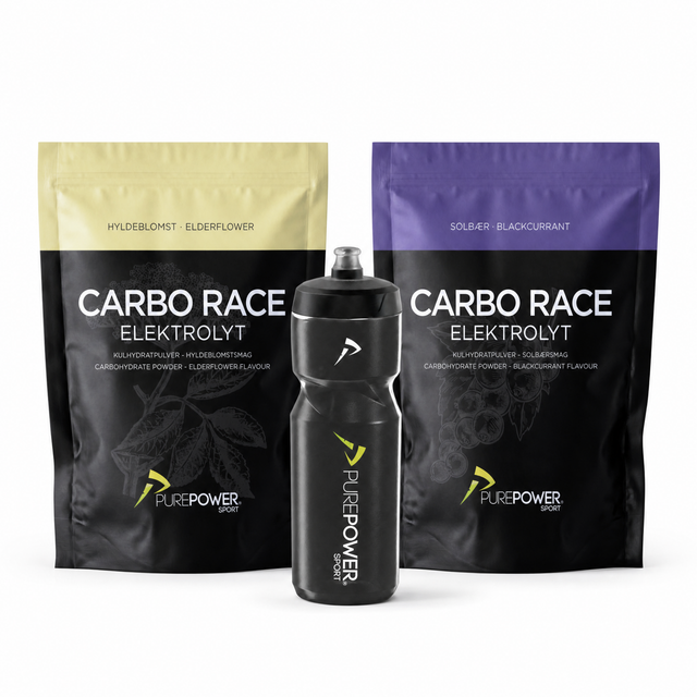 Summer Fuel Duo med PurePower Carbo Race Elektrolyt Hyldeblomst og Solbær samt 800 ml Hydro Bottle